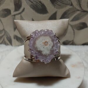 Amethyst Geode Silver Bracelet